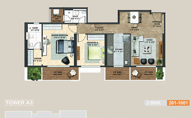 Adani-alteer-2BHK-FloorPlan