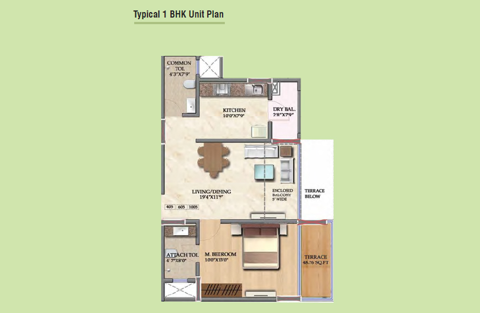 Ajmera-Exotica-1BHK-FloorPlan