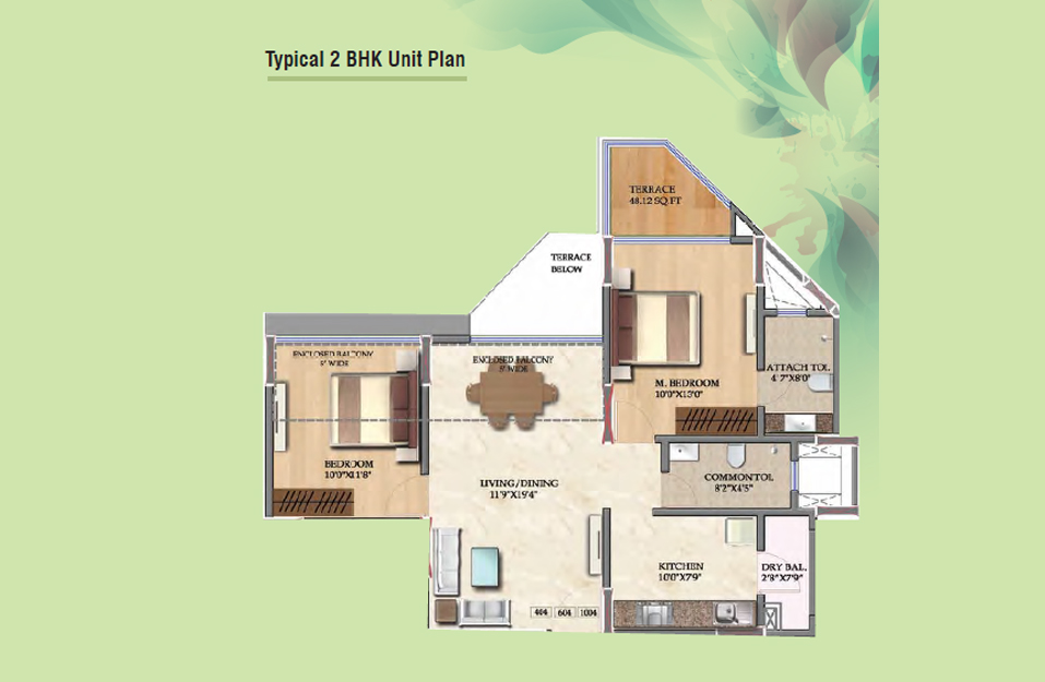 Ajmera-Exotica-2BHK-FloorPlan