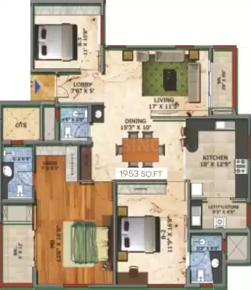 Dimand-city-vyoma-Floorplan3BHK