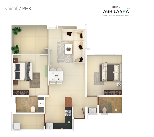 Rohan-Abhilasha-2BHK-Floor-Plan